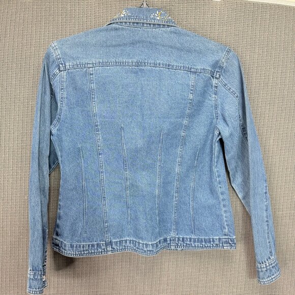 Moka Sport Womens Size Medium Rhinestone Embellished Denim Jacket - Picture 2 of 8